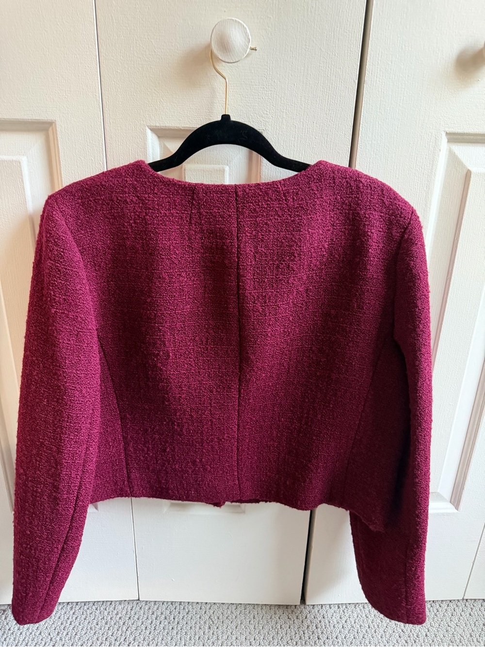 J. Crew Raspberry Tweed Cropped Blazer - Picture 2 of 3